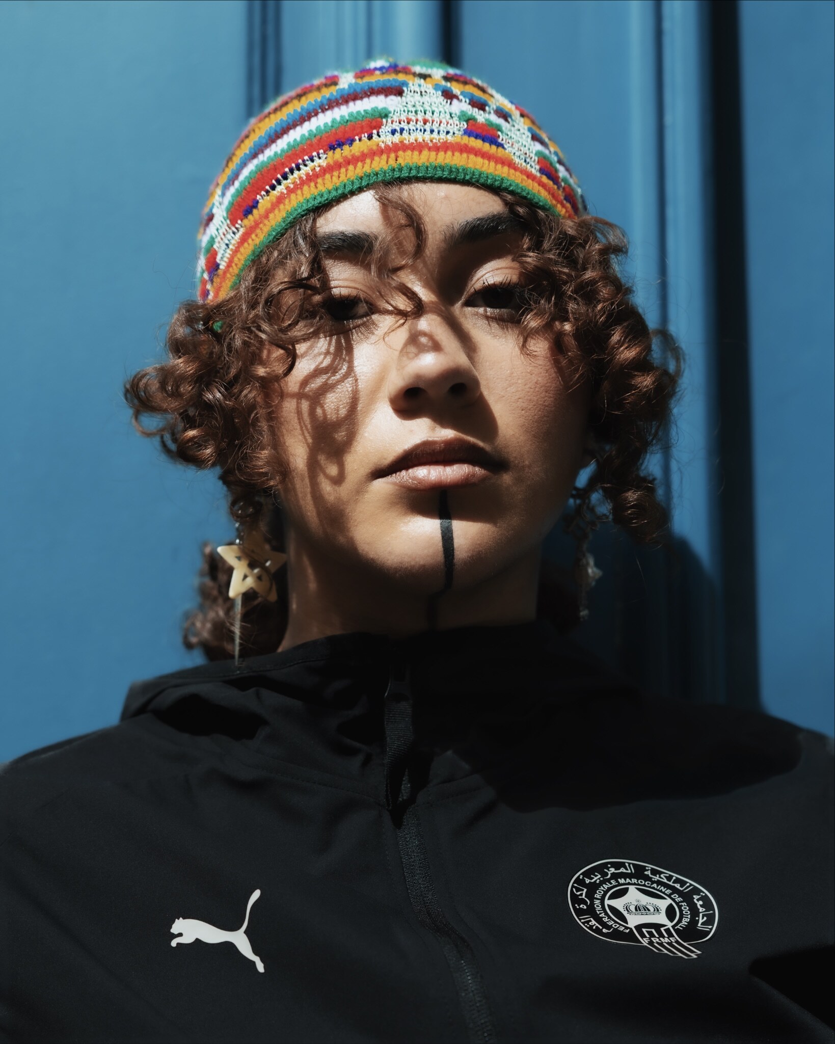 Portrait in a beaded beanie, Star Born